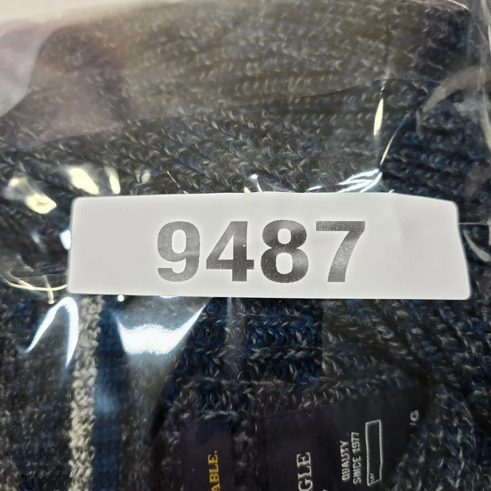 American‎ Eagle Shawl Collar Sweater Mens Large Blue Speckled Athletic Fit